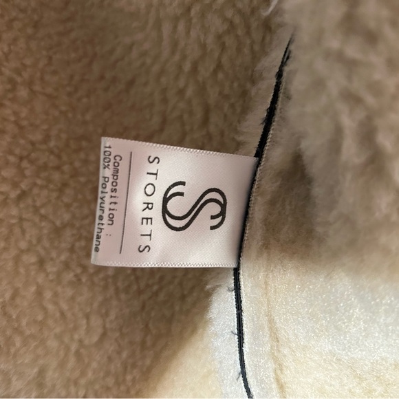 storets Dark Brown Bomber Jacket with Cream Shearling Trim - Picture 8 of 10